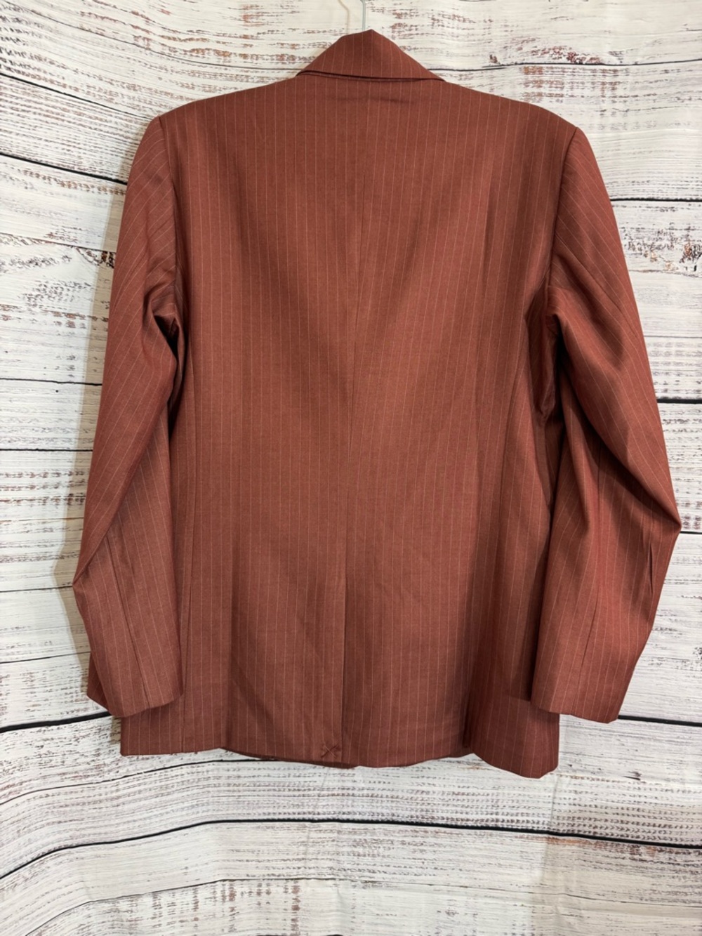 Bardot Blazer Womens size small pinstripe chestnut oversized Jacket front Button - Picture 4 of 13